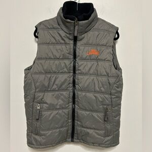 Tokyo Laundry Mens Large Grey Gray Puffer Jacket with Black fleece Lining